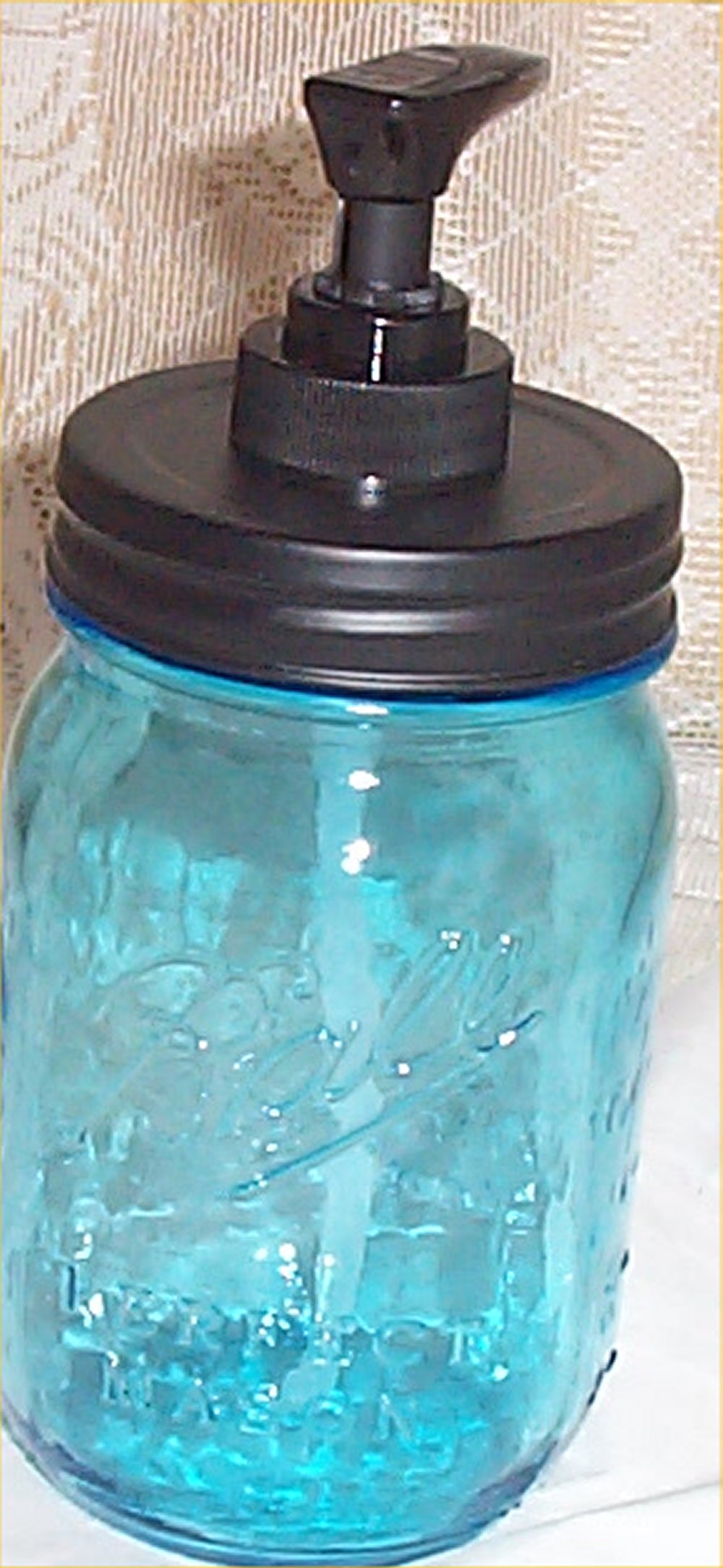 Mason Jar Soap pump Blue Lotion Dish Soap Dispenser Old Fashion Kitchen